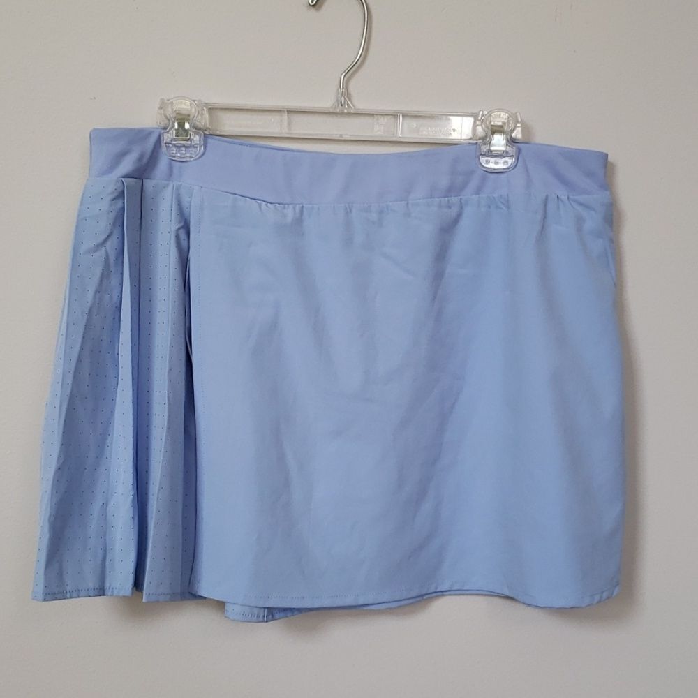 Avia Athletic Tennis Skort Performance Activewear L Sky Blue Pleated Culotte